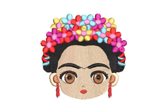 An Embroidery Designer's Take on Woman s Face with Flowers