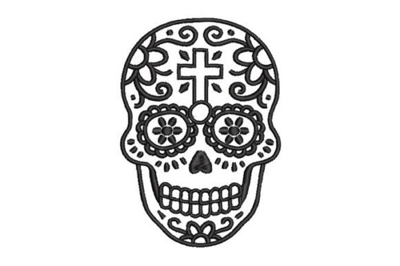 Black Catrina Skull: A Spooky Gift Embroidery Treasure