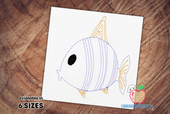Cute Cartoon Fish Sketch: A Seasonal Embroidery Gem